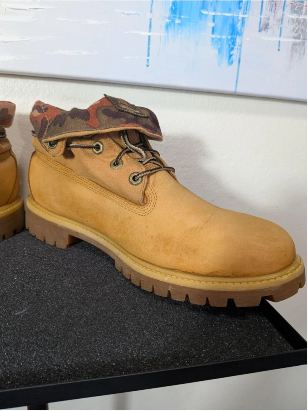 Timberland Camo Collar Nubuck Boots Mens Size 10.5 Brown Ankle Workwear